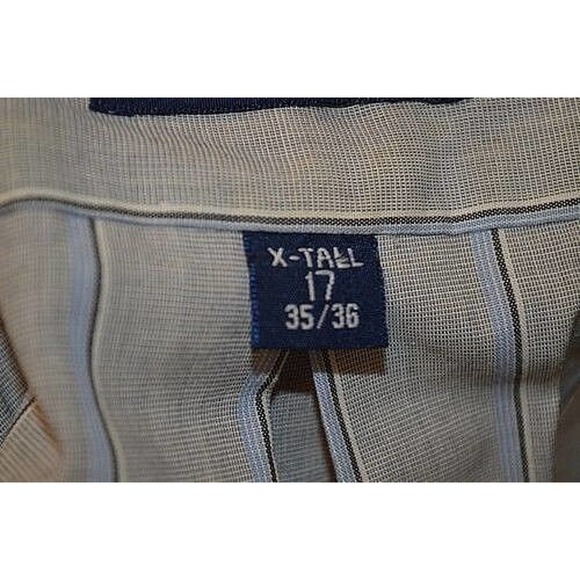 Stafford Striped Wrinkle Free Long Sleeve Button Up Dress Shirt X-Tall 17 35/36 - Picture 11 of 11